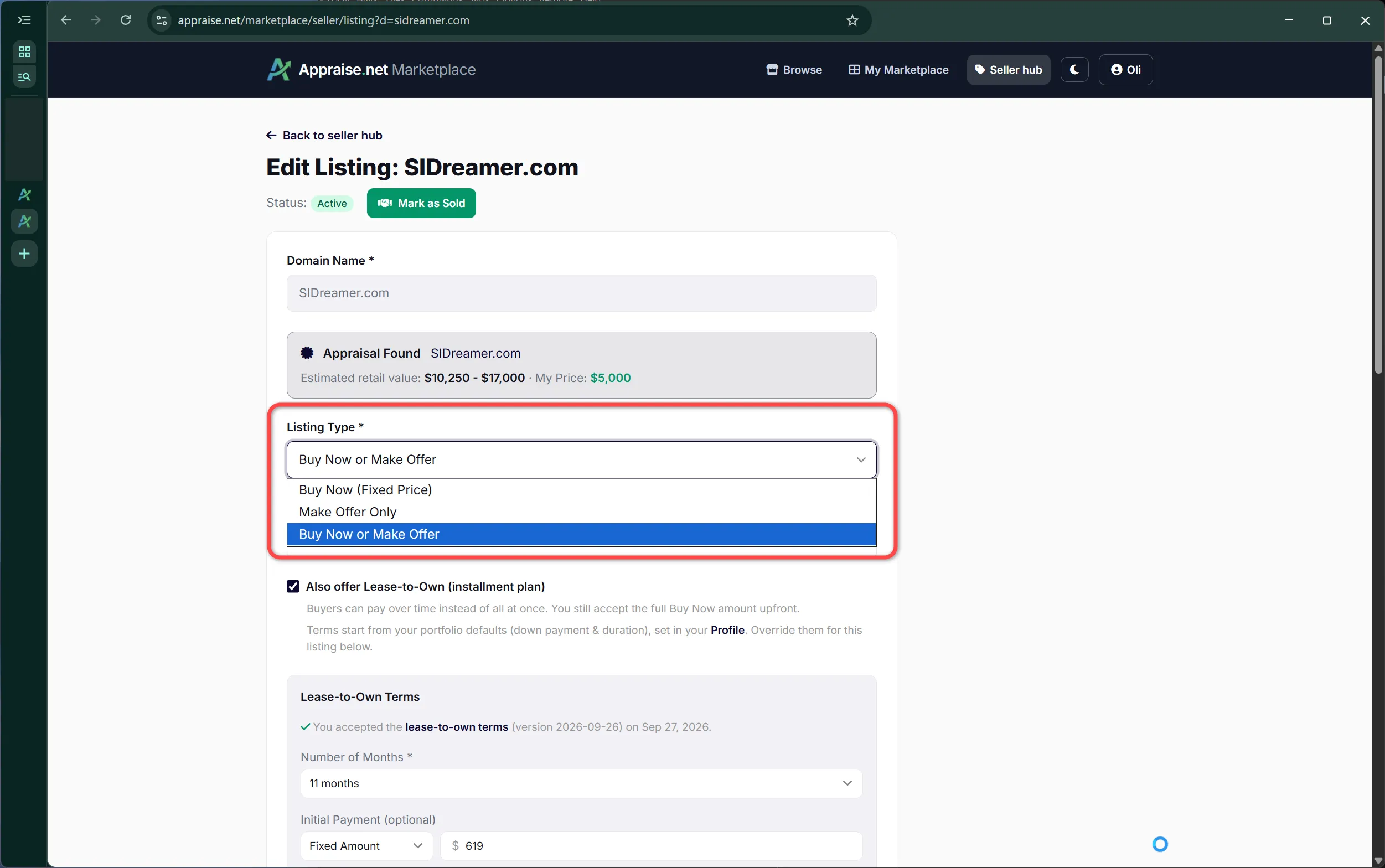 The three listing types