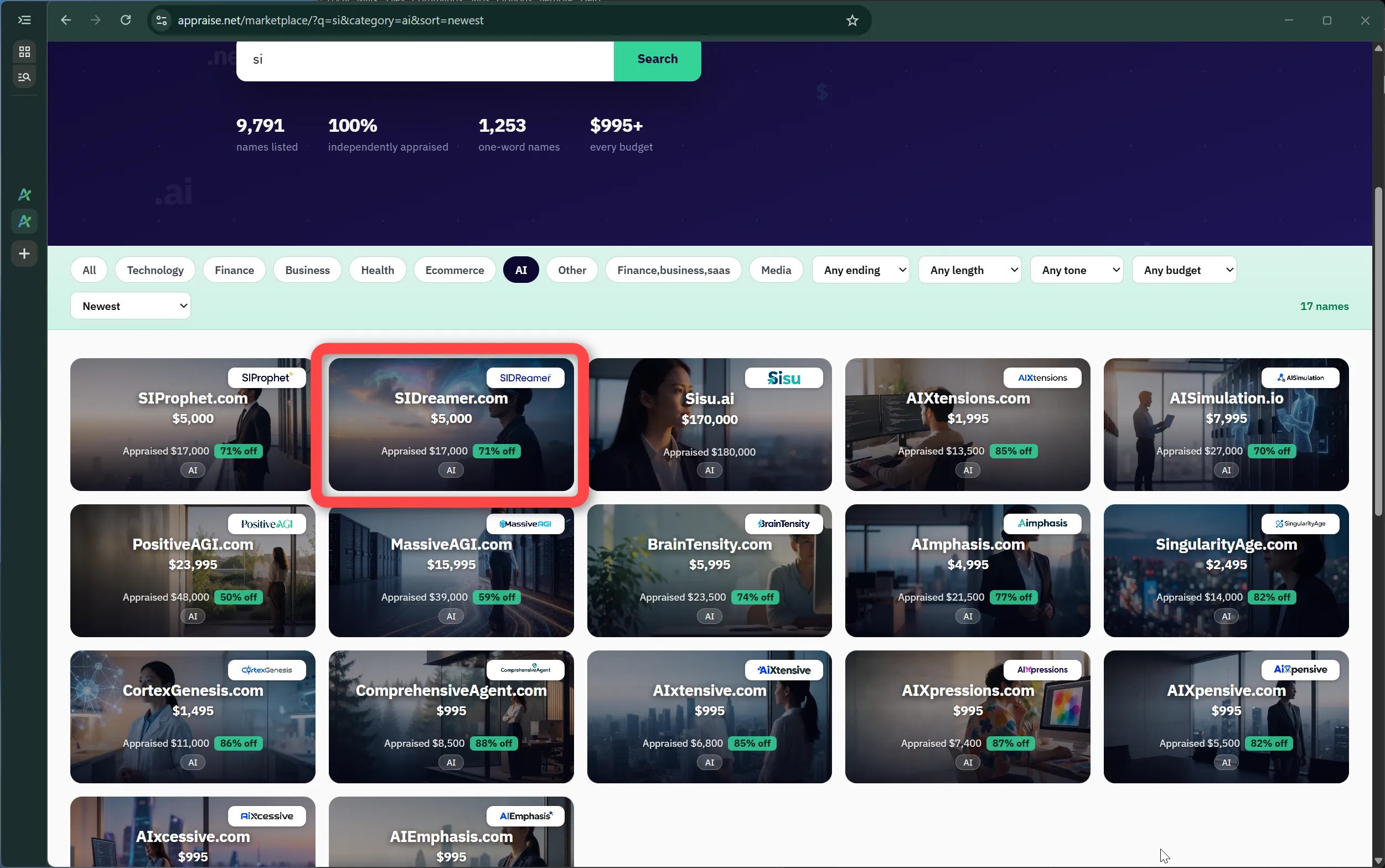 A listing card on the Marketplace